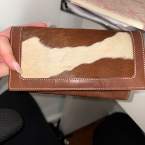 Brown and Cream Fur Leather Wallet